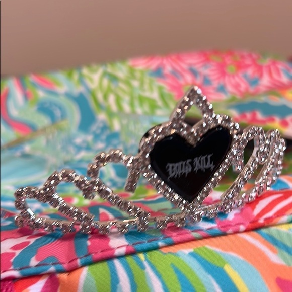 Dolls Kill 3 pack of black Heart silver crystal Tiara crowns new w tag bundle main image 10